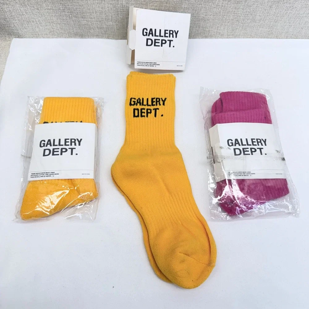 Gallery Dept Clean Socks Arvin Made 3 Pack Yellow Pink Size M/L 9-13 New